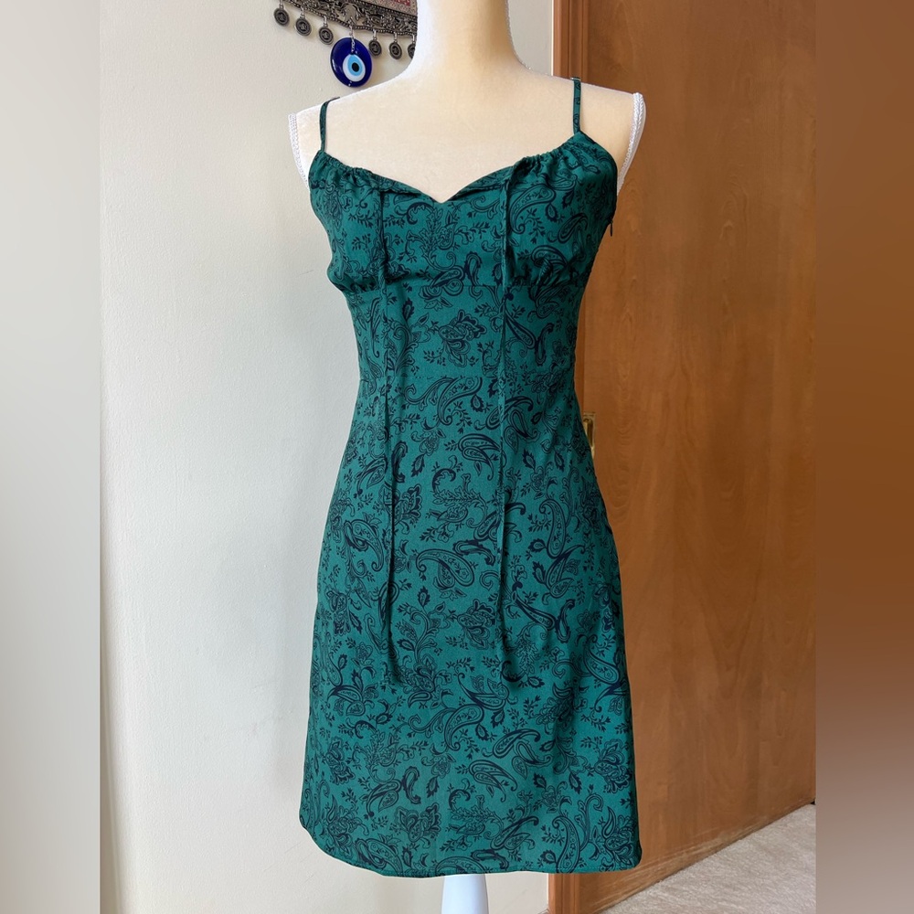 Green Paisley goth mini dress